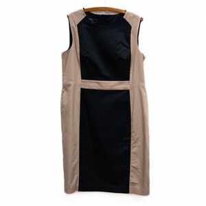 Jones New York Dress 16 Beige Black Color Block Sheath Minimalist Office Career